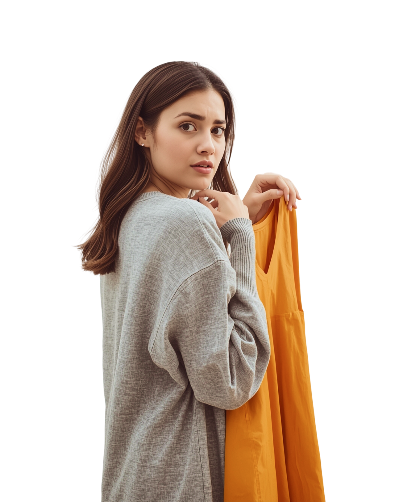 Woman with fabric